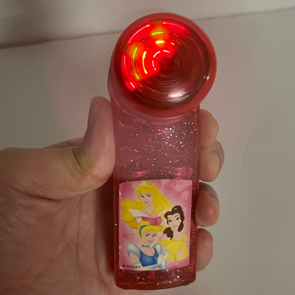 Vintage Disney Princess Cinderella, Aurora, and Belle Pink Travel Fan with Light - Picture 9 of 9